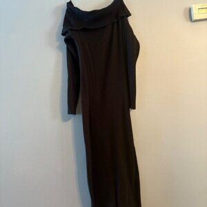 Freshman 1996 Black Off Shoulder Maxi Sweater Dress